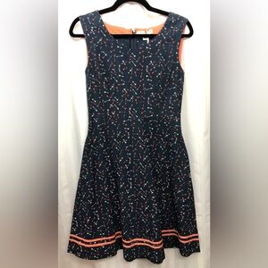 NWT Mata Traders Fair Trade Cupid’s Aim Cotton Dress Navy with Arrow Pattern - S